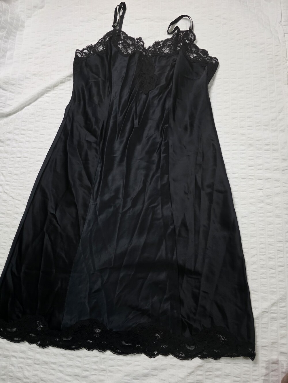 Wonder Maid Vintage Union Made ILGWU Black Slip Ankle With Lace